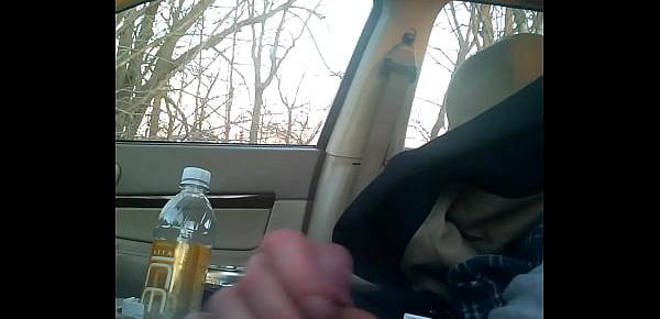  Cought stroking my cock and she spies in car